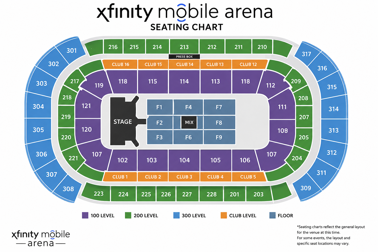 xfinity mobile arena seating chart