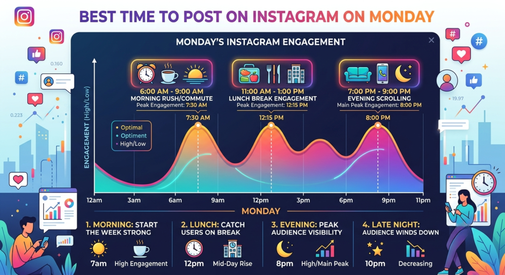 best time to post on instagram on monday