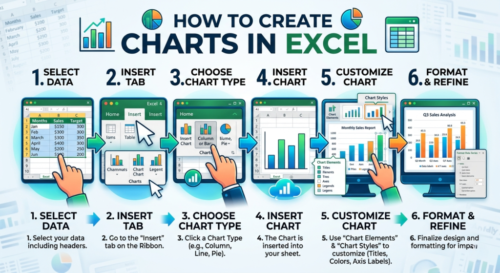 how to create charts in excel