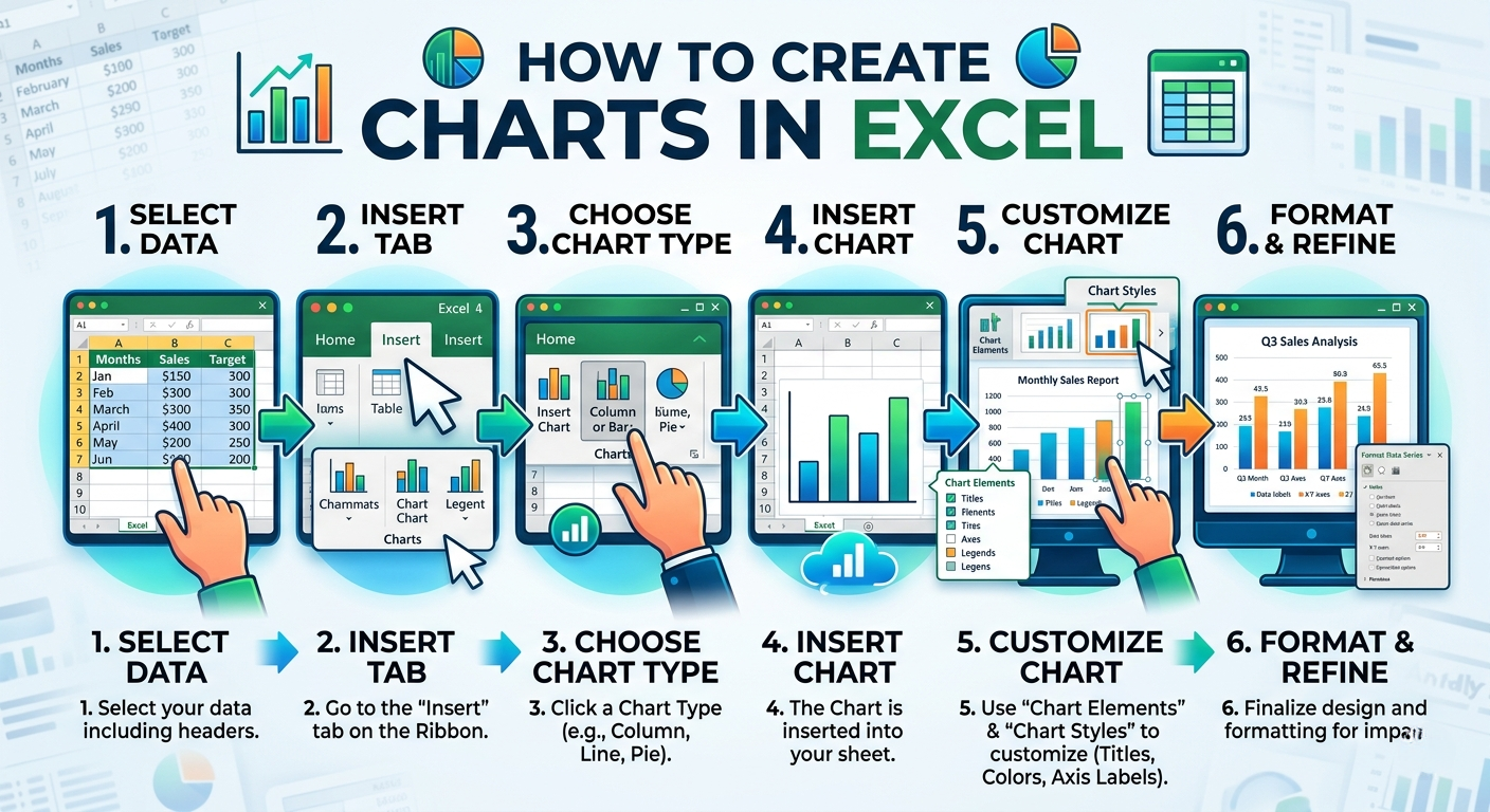 how to create charts in excel
