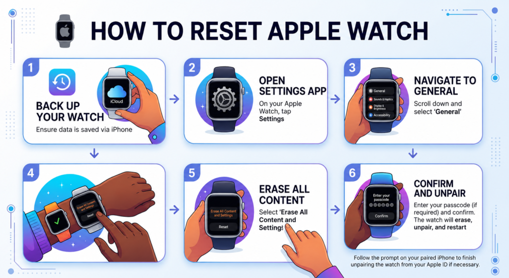 how to reset apple watch